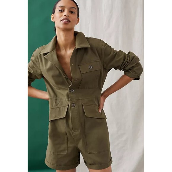 ANTHROPOLOGIE | Mare Mare | Olive Safari Utility Romper | NWT - Picture 2 of 5